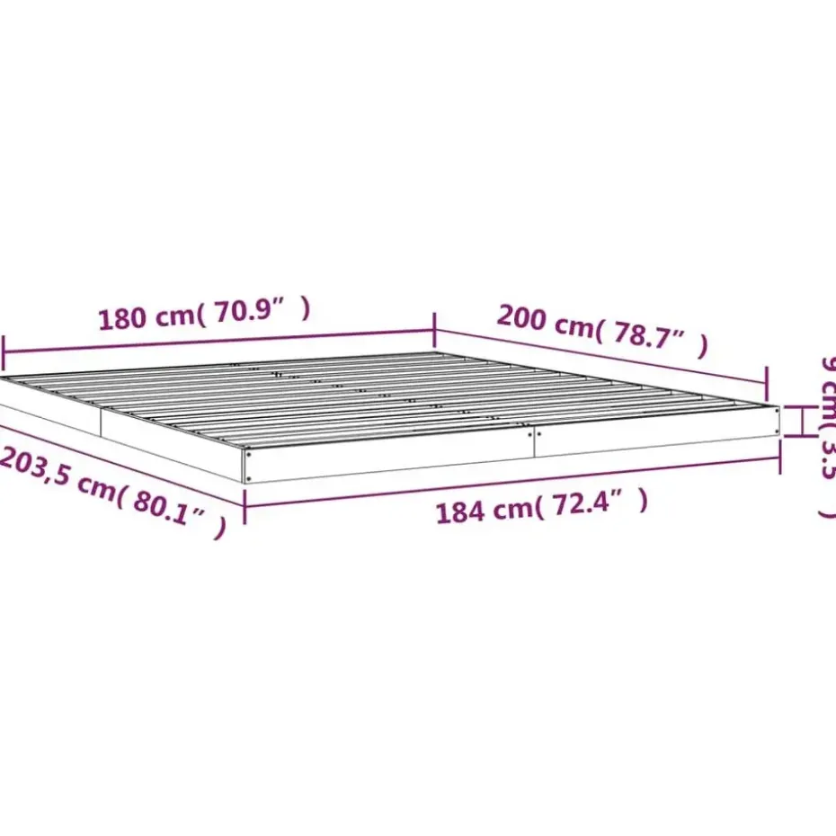 vidaXL - Bed frame pallet - Naturel - Massief grenenhout - 180x200 cm