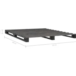 vidaXL - Bed frame pallet - Grijs - Massief grenenhout - 120x200 cm