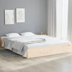 vidaXL - Bed frame pallet zonder matras - Naturel -Massief hout - 140x200 cm
