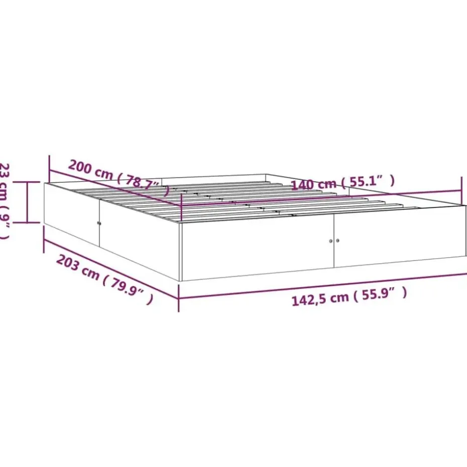 vidaXL - Bed frame pallet - Wit - Massief hout - 140x200 cm