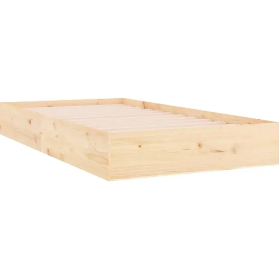 vidaXL - Bed frame pallet met lattenbodem - Naturel- Massief hout - 90x200 cm