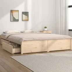 vidaXL - Bed frame zonder matras met lades - Naturel - Grenenhout - 120x200 cm