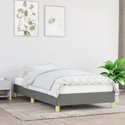 vidaXL - Bed frame zonder matras - Grijs en geel - Stof - 80x200 cm
