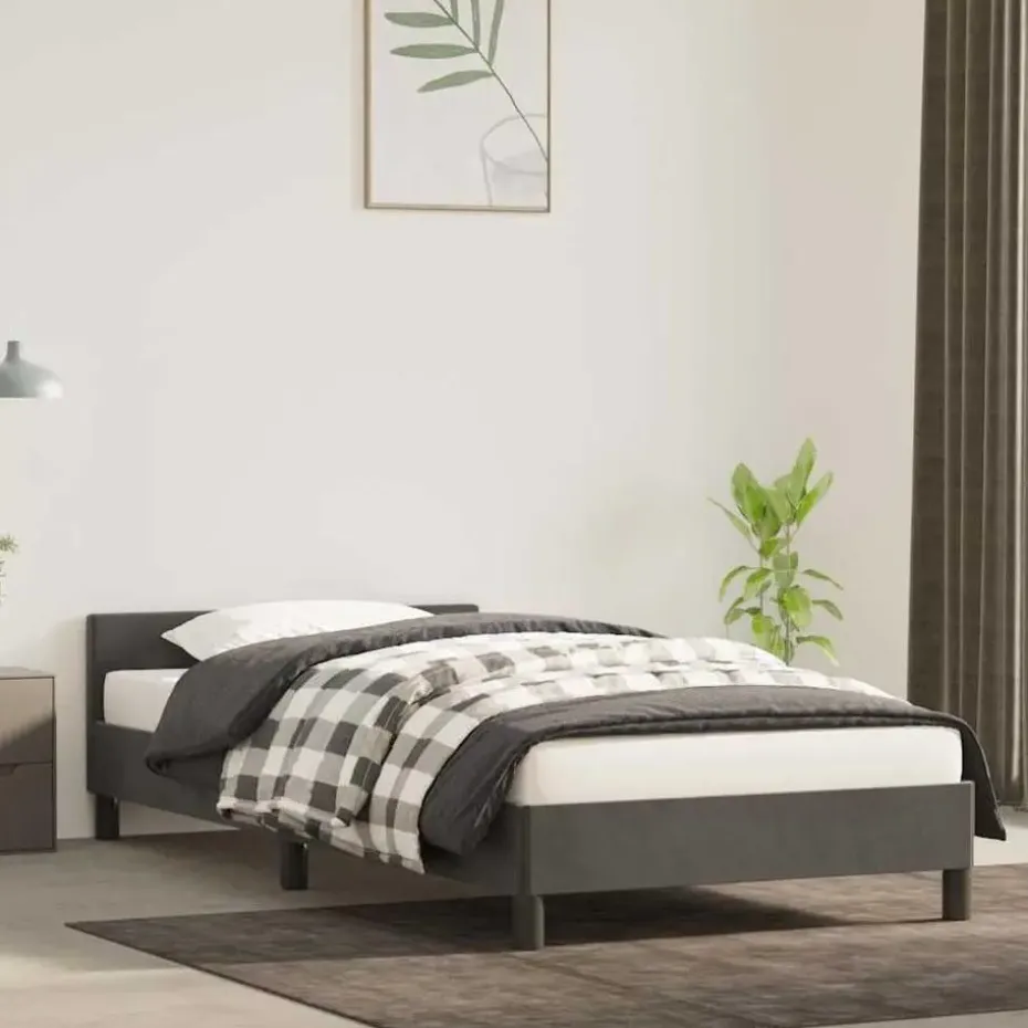 vidaXL - Bed frame zonder matras - Donkergrijs - Fluweel - 90x200 cm