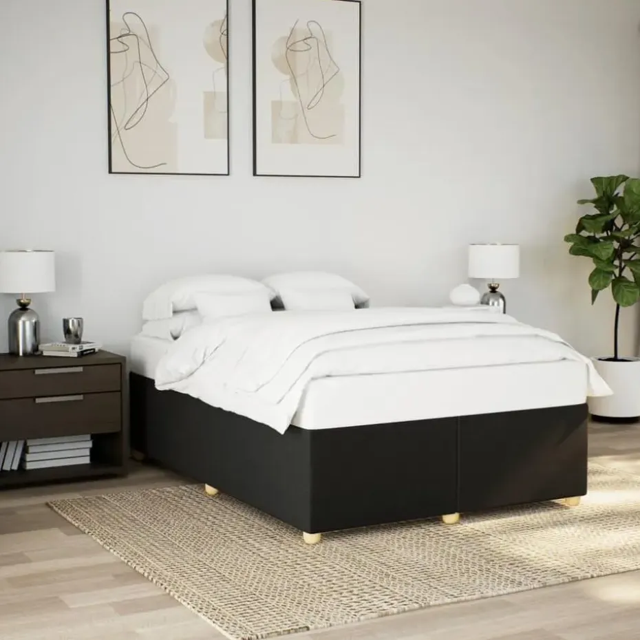 vidaXL - Bed frame zonder matras - Zwart - Stof - 140x200 cm
