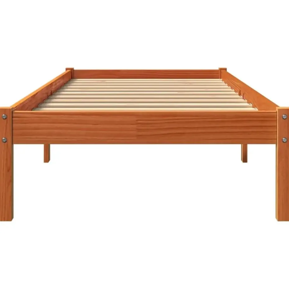 vidaXL - Bed frame zonder matras - Wasbruin - Massief grenenhout - 90x200 cm