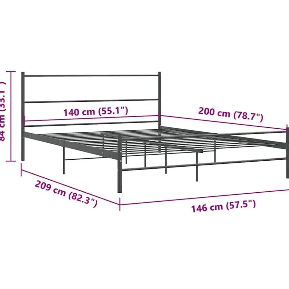 vidaXL - Bed frame zonder matras - Grijs - Metaal - 140x200 cm