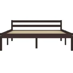vidaXL - Bed met hoofdeinde - Donkerbruin - Massief grenenhout - 140x200 cm