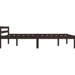 vidaXL - Bed met hoofdeinde - Donkerbruin - Massief grenenhout - 140x200 cm