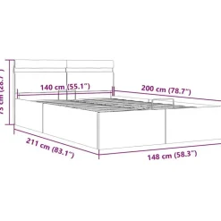 vidaXL - Bed met opbergruimte en LED - Donkergrijs - Stof - 140x200 cm