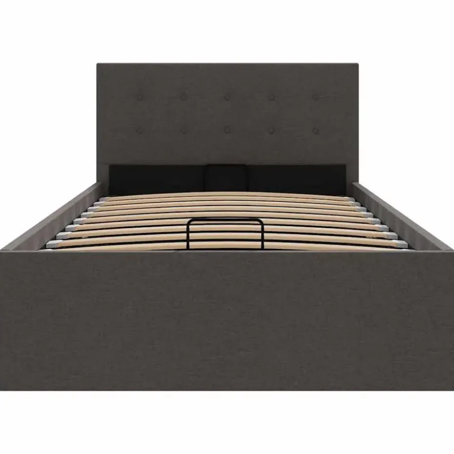 vidaXL - Bed met opbergruimte - Hydraulische - Donkergrijs - Stof - 100x200 cm