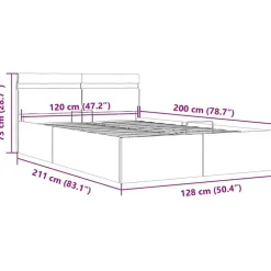 vidaXL - Bed met opbergruimte en LED - Hydraulische - Taupe - Stof - 120x200 cm