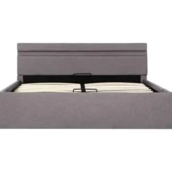 vidaXL - Bed met opbergruimte en LED - Hydraulische - Taupe - Stof - 120x200 cm