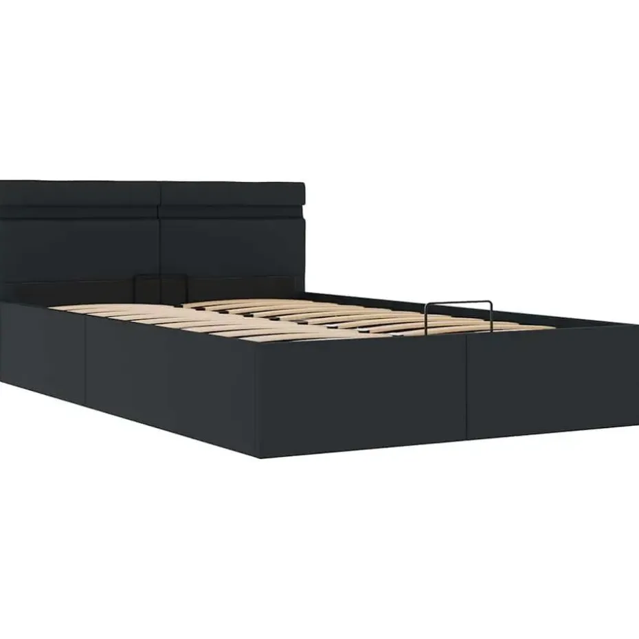 vidaXL - Bed met opbergruimte incl. LED - zwart - Kunstleer - 120x200 cm