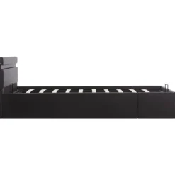 vidaXL - Bed met opbergruimte incl. LED - zwart - Kunstleer - 120x200 cm