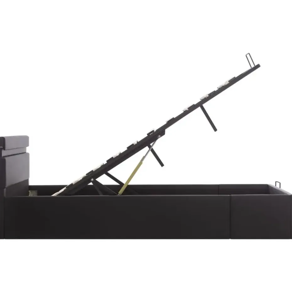 vidaXL - Bed met opbergruimte incl. LED - zwart - Kunstleer - 120x200 cm