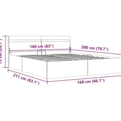 vidaXL - Bed met opbergruimte en LED - Zwart - Kunstleer - 160x200 cm