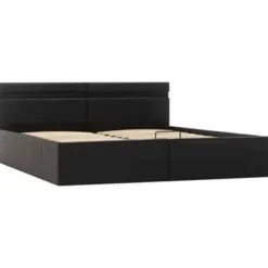 vidaXL - Bed met opbergruimte en LED - Zwart - Kunstleer - 160x200 cm