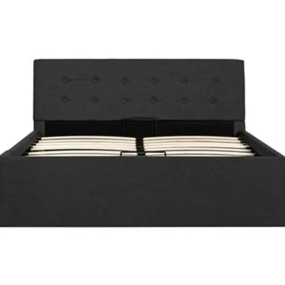 vidaXL - Bed met opbergruimte - Hydraulische - Donkergrijs - Stof - 120x200 cm