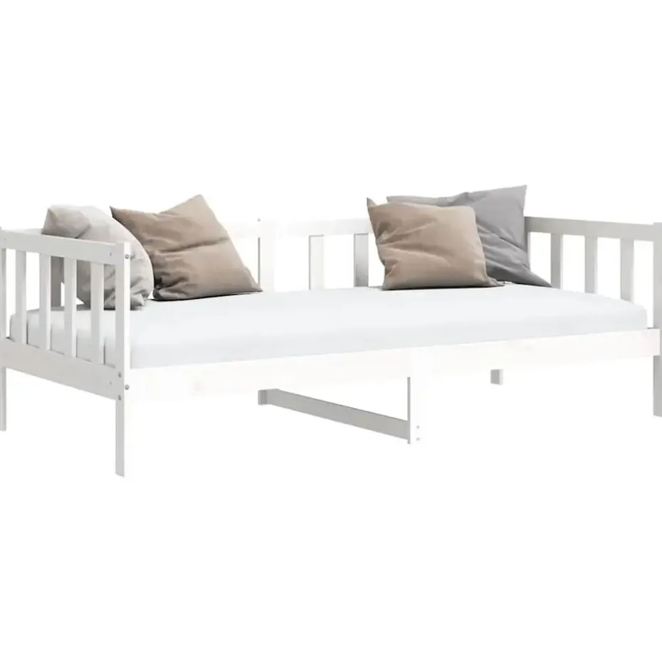 vidaXL - Bedbank - Wit - Massief grenenhout - 90x200 cm