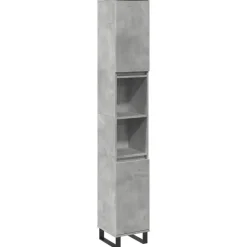 vidaXL - Betongrijs Kolomkast met 2 deuren 2 vakken - Hout - 30x30x190 cm