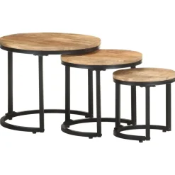 vidaXL - Bijzettafel - Bruin - Hout - 3 stuks