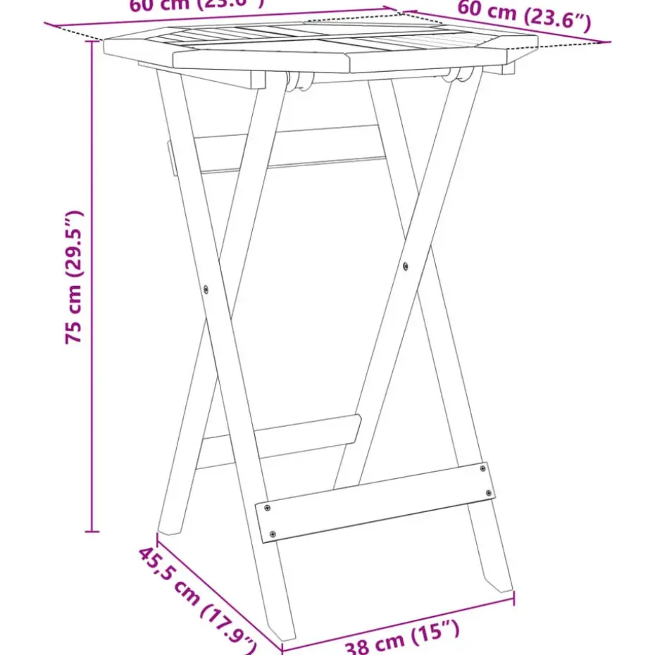 vidaXL - Bistroset - Bruin - Acaciahout - 60 cm - 3 stuks