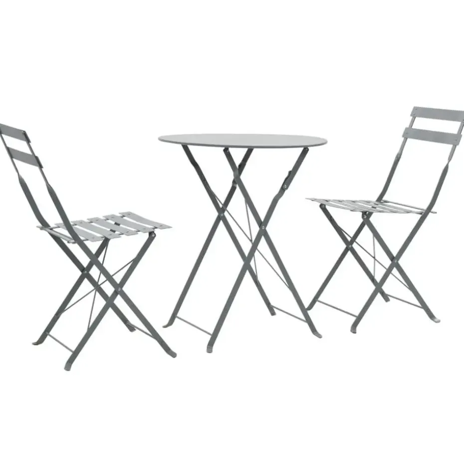 vidaXL - Bistroset - Grijs - Staal - 3 stuks