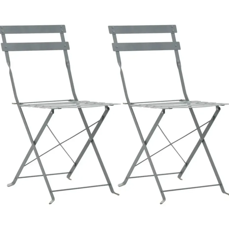 vidaXL - Bistroset - Grijs - Staal - 3 stuks