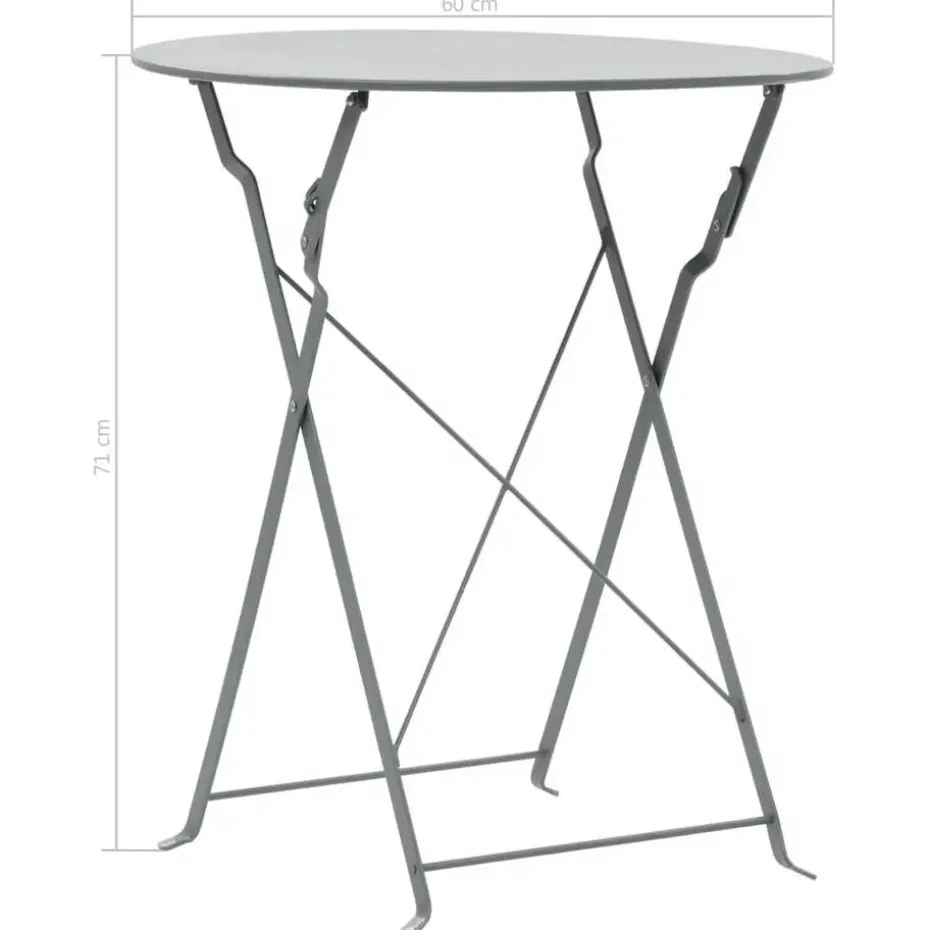 vidaXL - Bistroset - Grijs - Staal - 3 stuks
