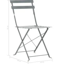 vidaXL - Bistroset - Grijs - Staal - 3 stuks