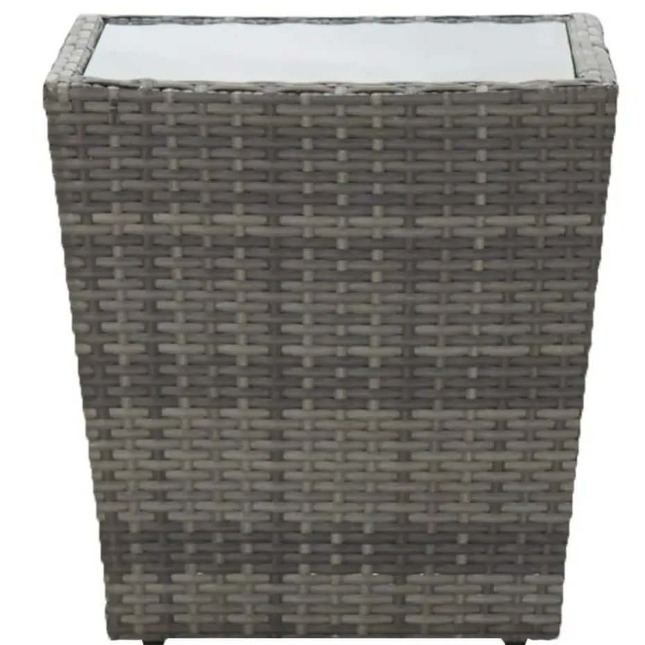 vidaXL - Bistroset - Grijs - Poly rattan en gehard glas - 3 stuks