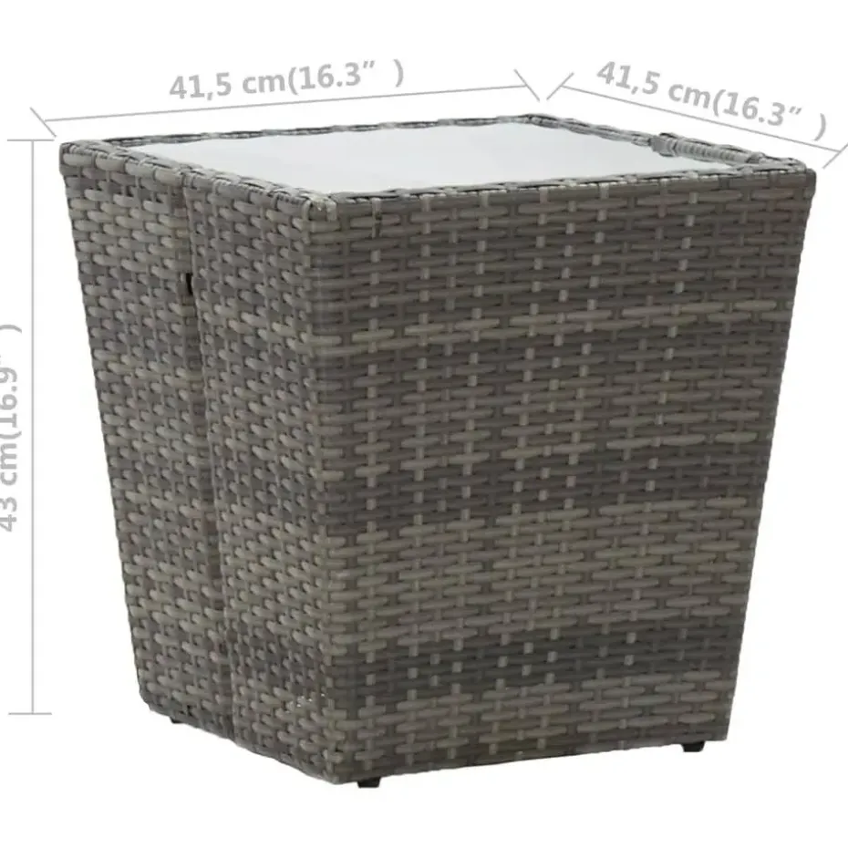 vidaXL - Bistroset - Grijs - Poly rattan en gehard glas - 3 stuks
