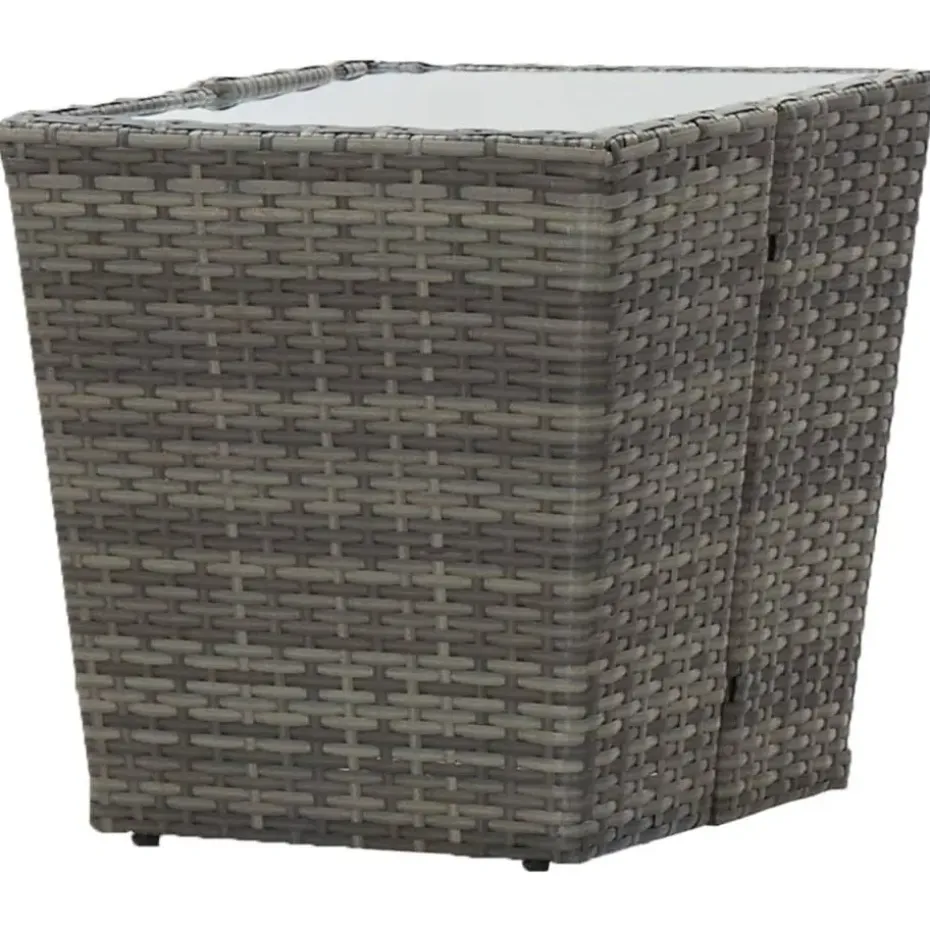 vidaXL - Bistroset - Grijs - Poly rattan en gehard glas - 3 stuks