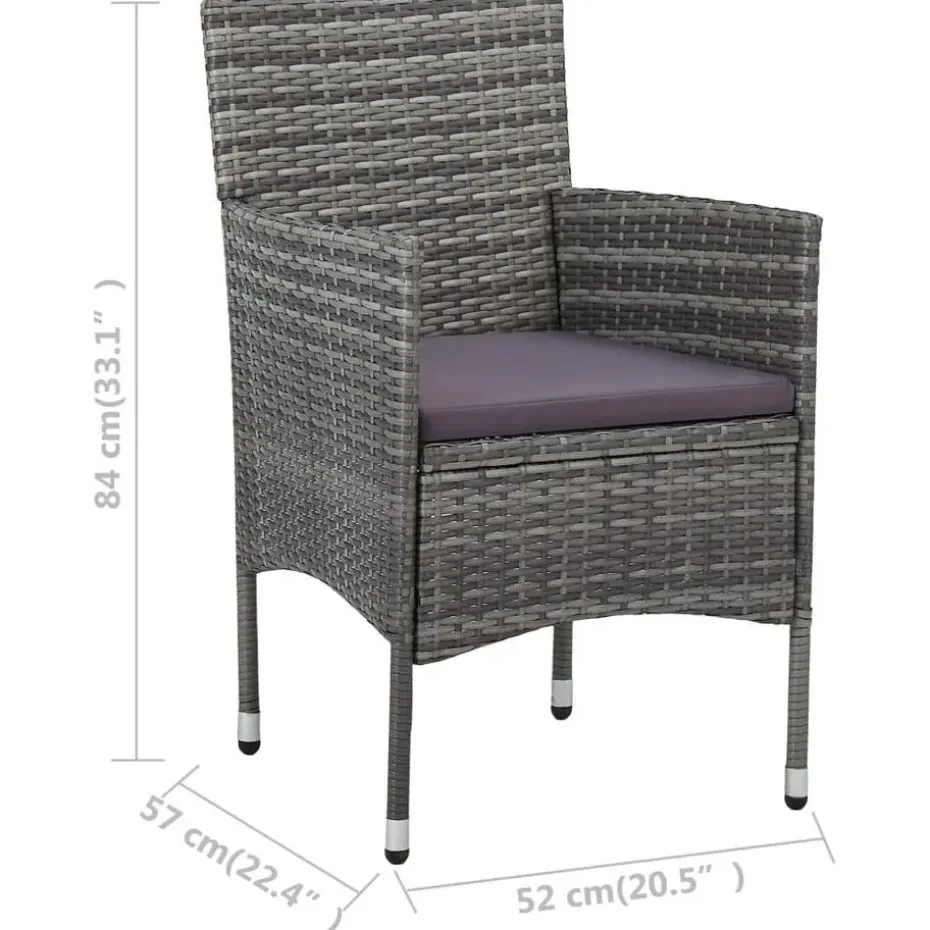 vidaXL - Bistroset - Grijs - Poly rattan