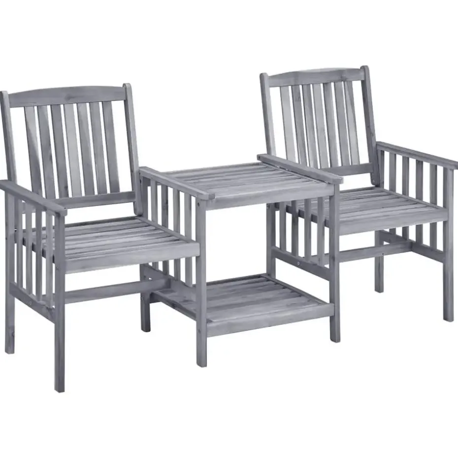 vidaXL - Bistroset - Grijs - Hout - 159x61x92 cm