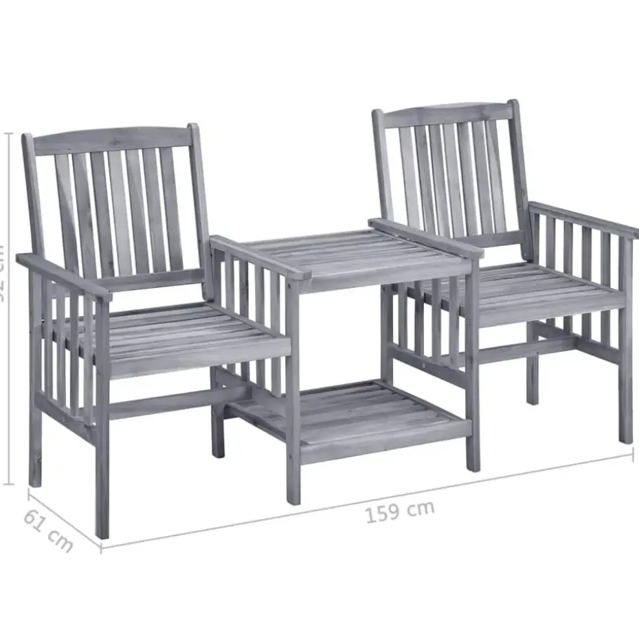 vidaXL - Bistroset - Grijs - Hout - 159x61x92 cm
