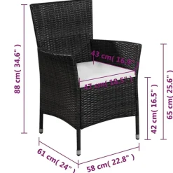 vidaXL - Bistroset - Zwart - Poly rattan