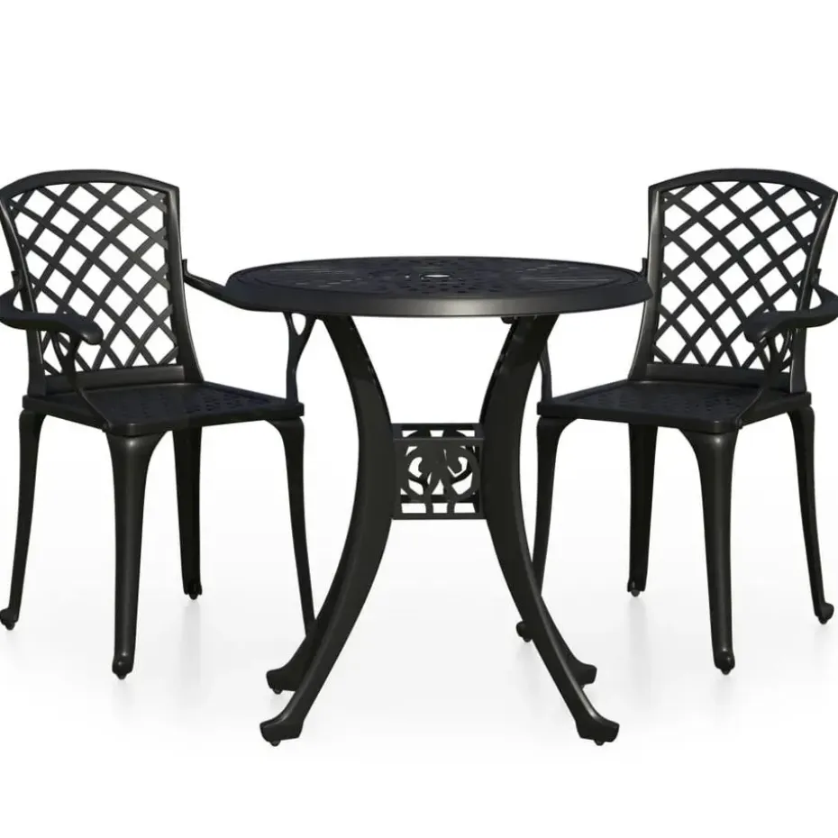 vidaXL - Bistroset - Zwart - Aluminium