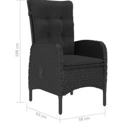 vidaXL - Bistroset - Zwart - Poly rattan