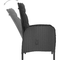 vidaXL - Bistroset - Zwart - Poly rattan