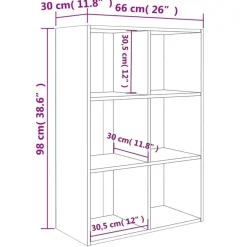 vidaXL - Boekenkast - Zwart - Bewerkt hout - 66 x 30 x 98 cm