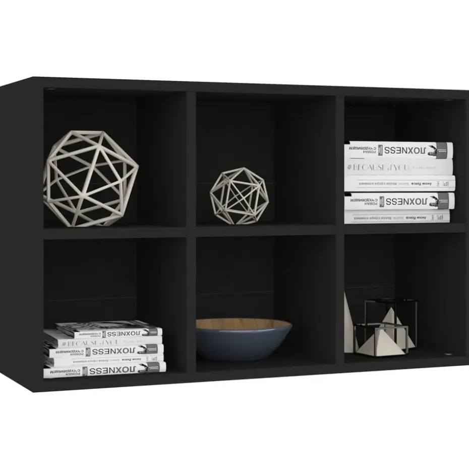 vidaXL - Boekenkast - Zwart - Bewerkt hout - 66 x 30 x 98 cm