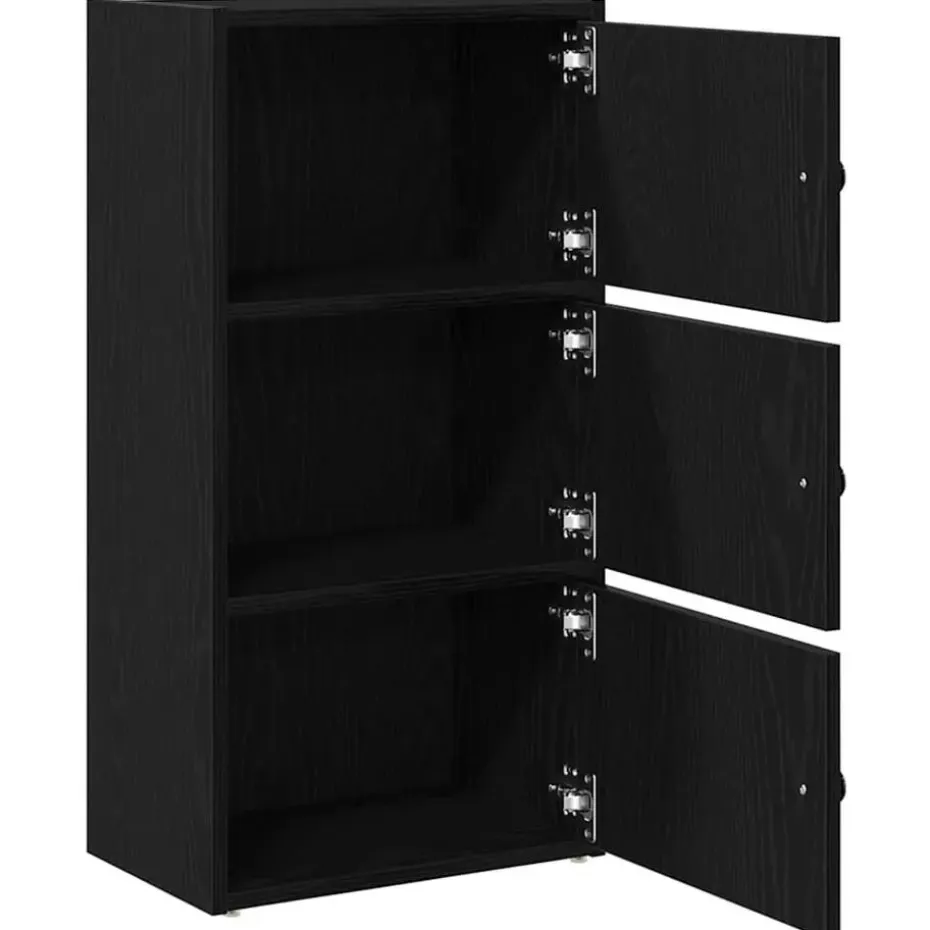 vidaXL - Boekenkast met 3 deuren voor woonkamers - Zwart - Hout - 40x24x77 cm