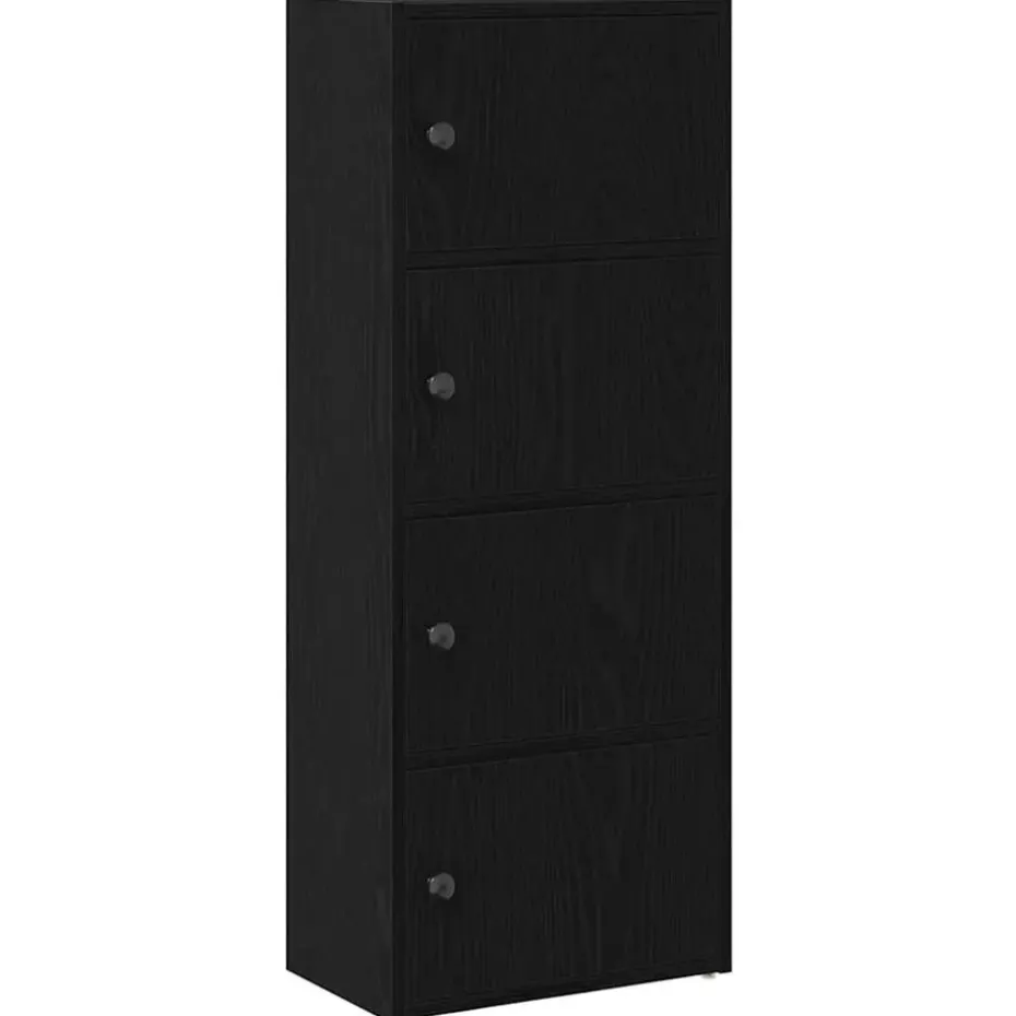 vidaXL - Boekenkast met 4 deuren voor woonkamers - Zwart - Hout - 40x24x102 cm