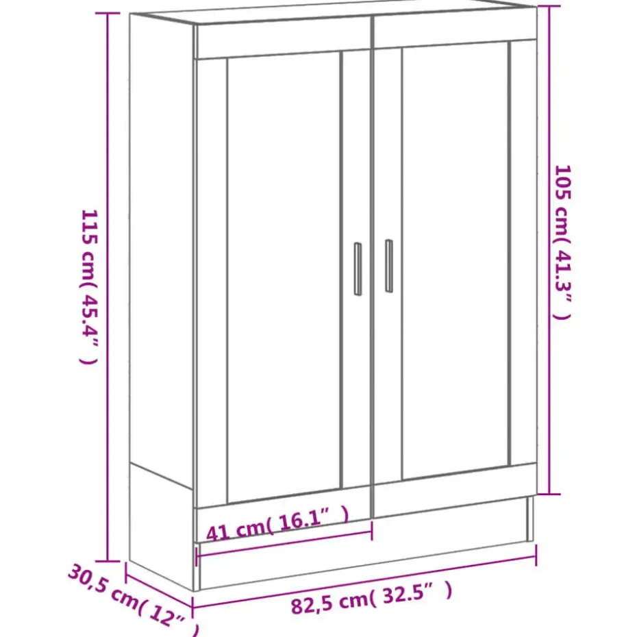 vidaXL - Boekenkast met 2 plakken en 2 deuren - Grijs sonoma - 82.5x30.5x115 cm
