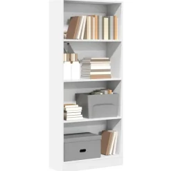 vidaXL - Boekenkast met 4 vakken voor kantoor - Wit - Hout - 60x24x143 cm