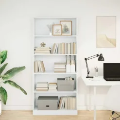 vidaXL - Boekenkast met 5 vakken - Wit - Bewerkt hout - 80x24x176 cm