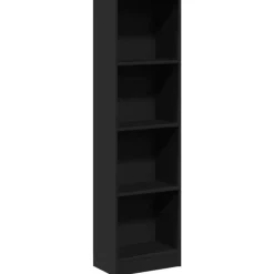 vidaXL - Boekenkast met 4 vakken - Zwart - Bewerkt hout - 40x24x143 cm