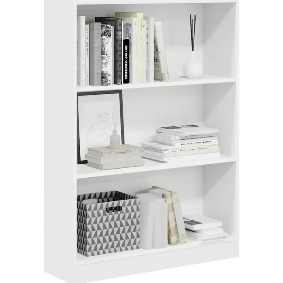 vidaXL - Boekenkast met 3 vakken - Wit - Bewerkt hout - 80x24x109 cm